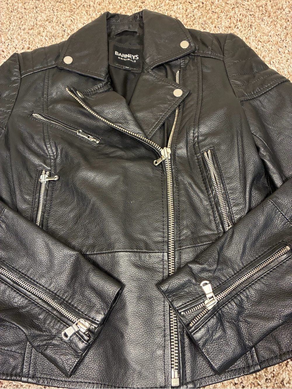 Barney’s Originals Clara 100% Sheep Leather Moto Biker Zipper Jacket - Picture 5 of 15